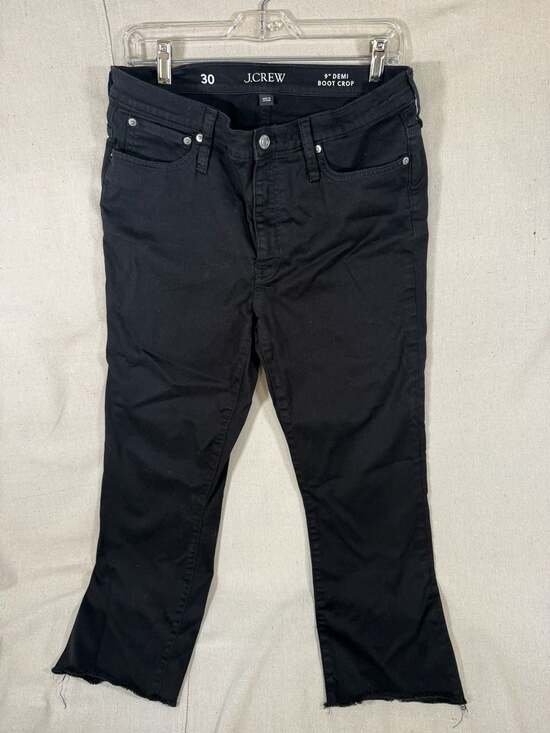 J.Crew Denim - J.Crew 9" Demi-Boot Crop Jeans in Black with Raw Hem Size 30